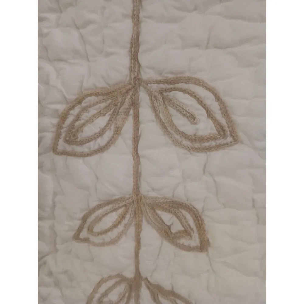 Pottery Barn Quilted Vines  Euro Pillow Sham -Tie Closure